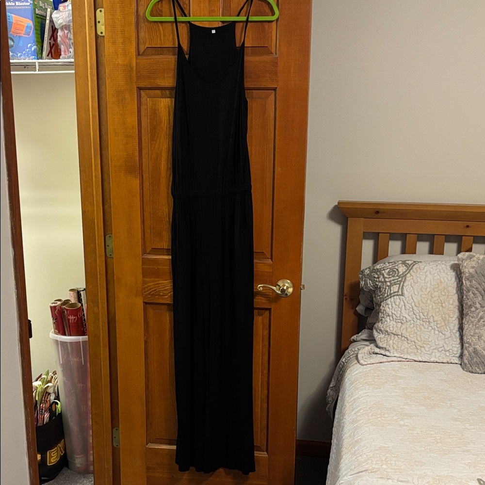 Black Cotton Racer Back Jumpsuit Size Large